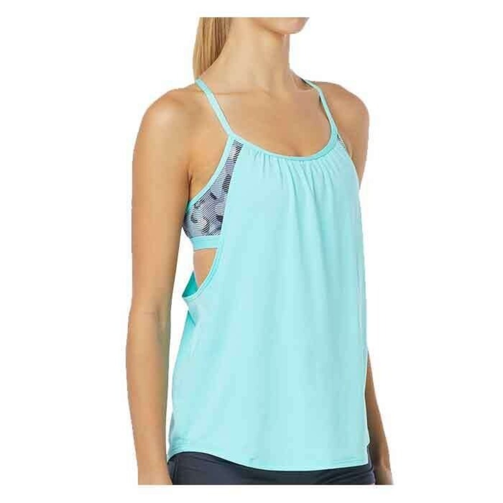NWT Women's‎ TYR Lavare Shea 2 In 1 Tank Swimwear Suit Gray & Mint Size S (4/6)